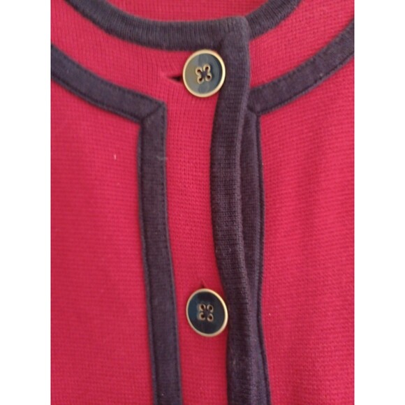 Talbots red knit buttoned cardigan sweater MPetite preppy classic designer look - Picture 3 of 10
